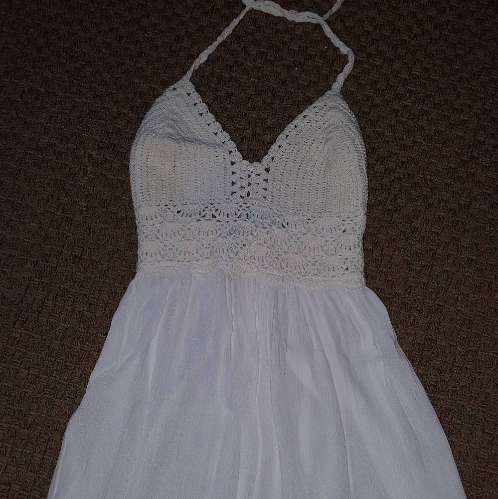 Dress with macramé top